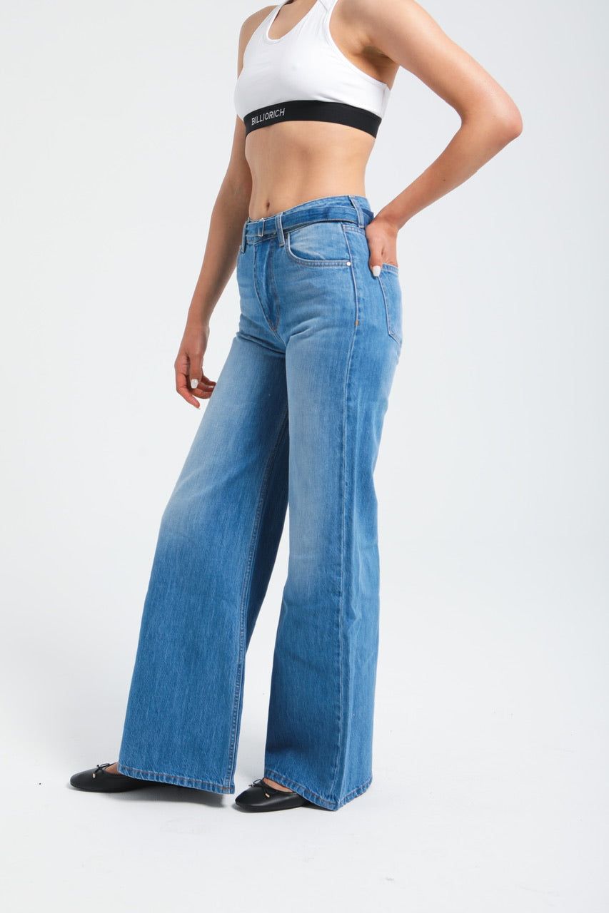 Moudda Billiorich - Pantalon large en denim avec ceinture à la taille - 2