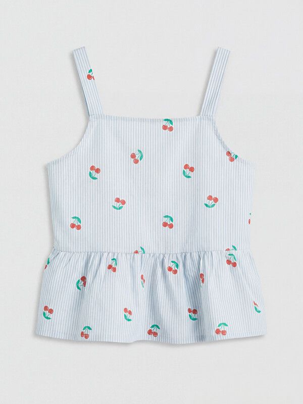 Moudda LC Waikiki - Chemisier (blouse) manches courtes en tissu pour Fille couleur Blanc imprimé - Tunisie 1