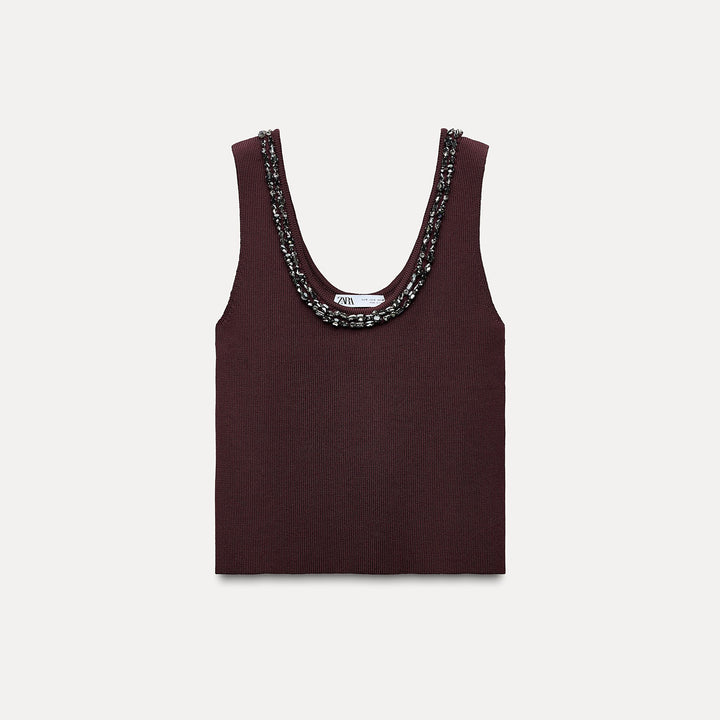 Moudda ZARA - Top décolleté brodé orné de bijoux - Tunisie 2