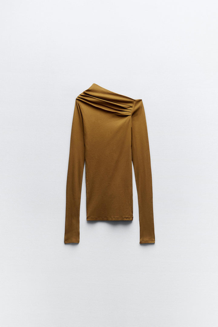 T-shirt asymétrique froncé