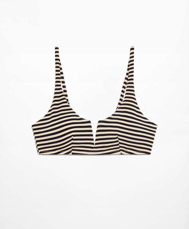 Moudda Oysho - Culotte Halter Mousse Extra Rayé Piqué Noir et Écru - Tunisie 2