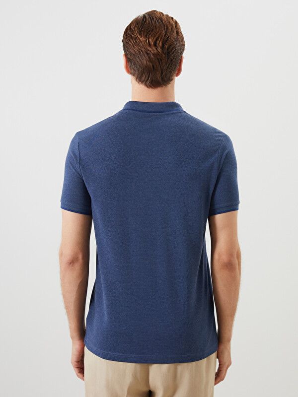Moudda LC Waikiki - T-shirt col polo basique manches courtes en jersey pour Homme couleur  Bleu marine chiné - Tunisie 4