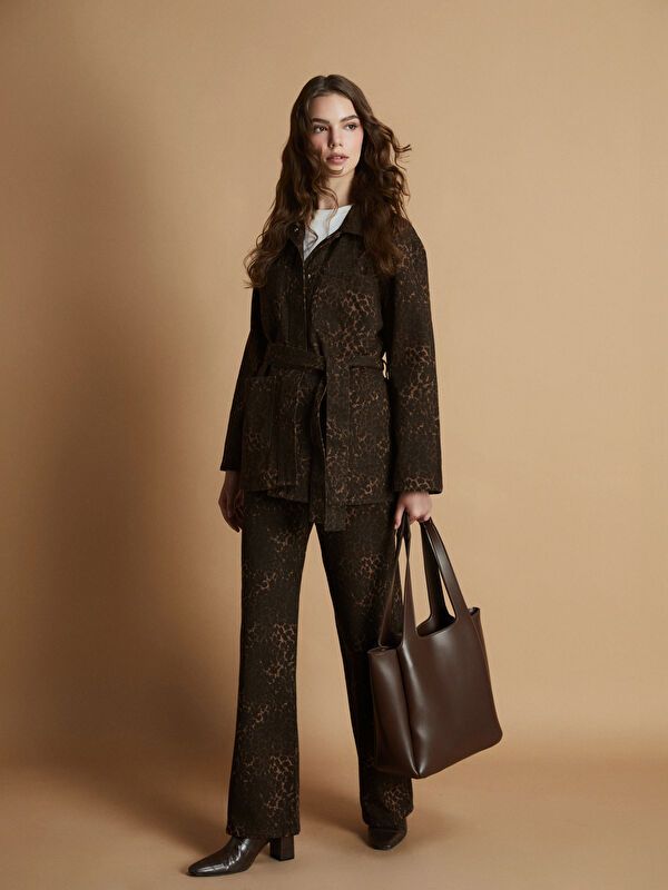 Moudda LC Waikiki - Veste tissée en denim Femme Imprimé marron - Tunisie 4