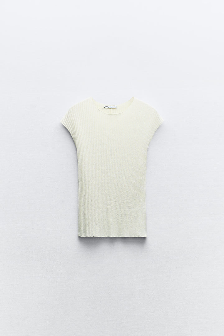 Top maille rustique col rond