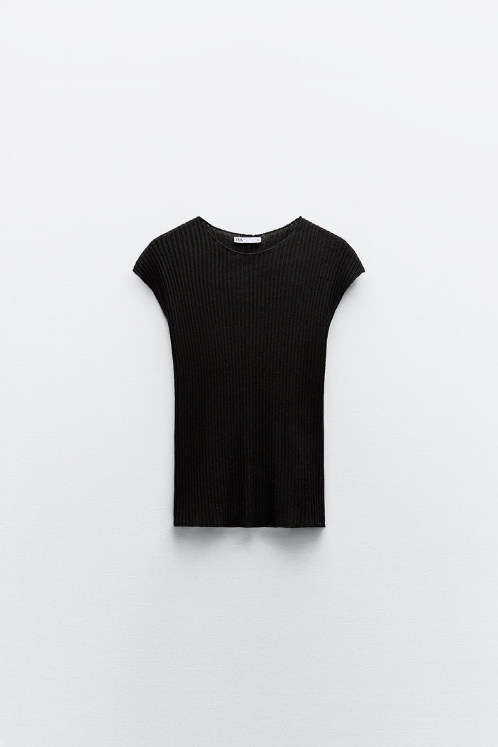 Top maille rustique col rond