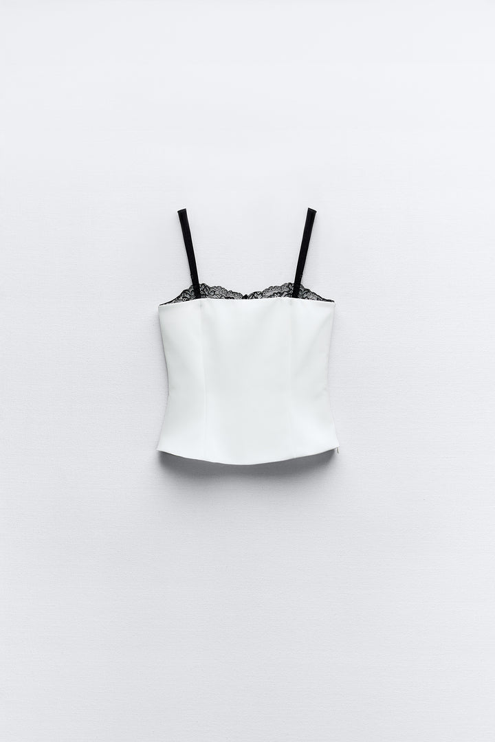 Top à bretelles corseté détail dentelle