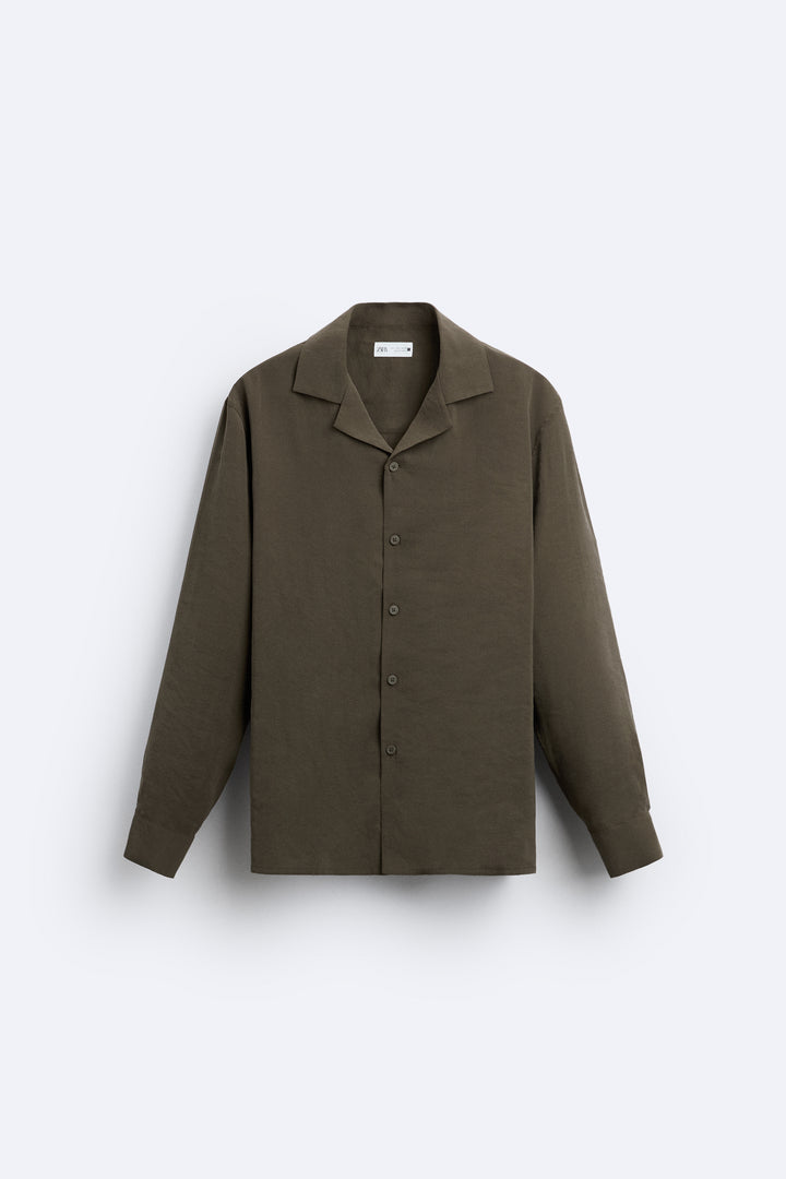 Chemise en modal à boutons latéraux manches longues