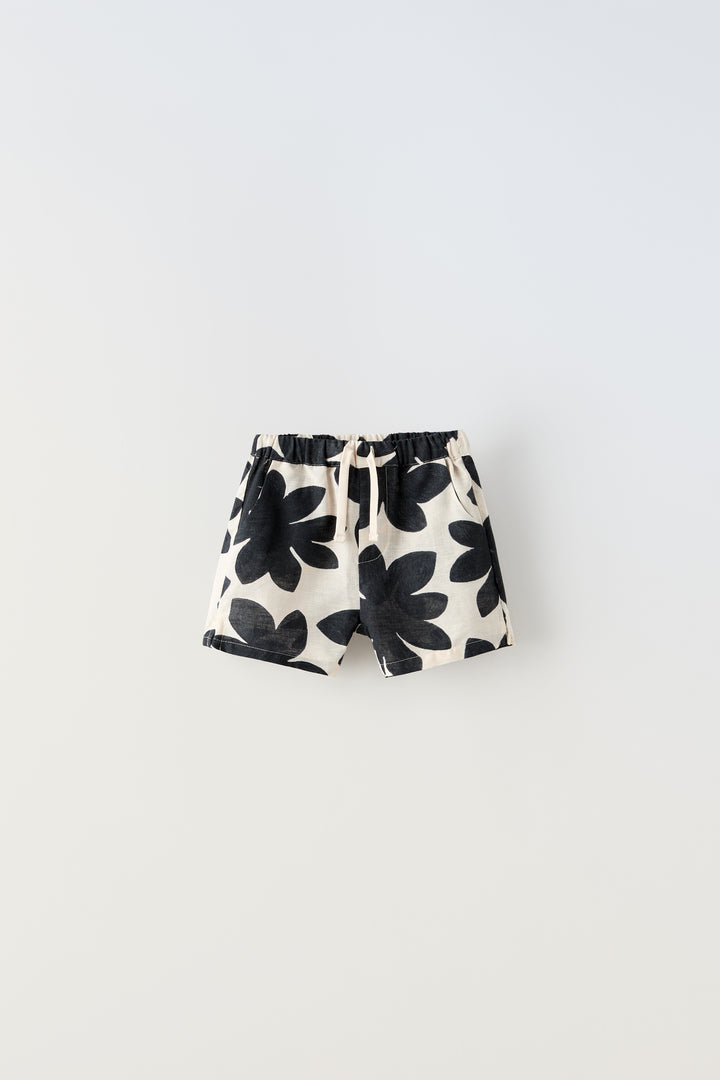 Bermuda fleurs noir ensemble
