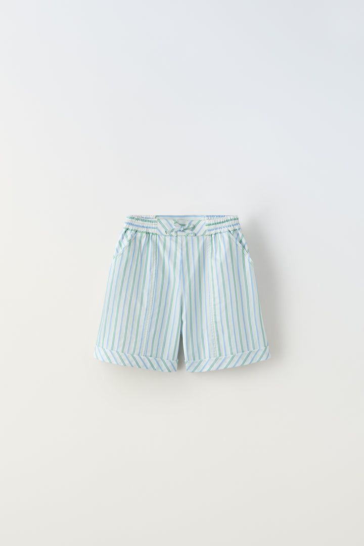 Bermuda fille rayures U03