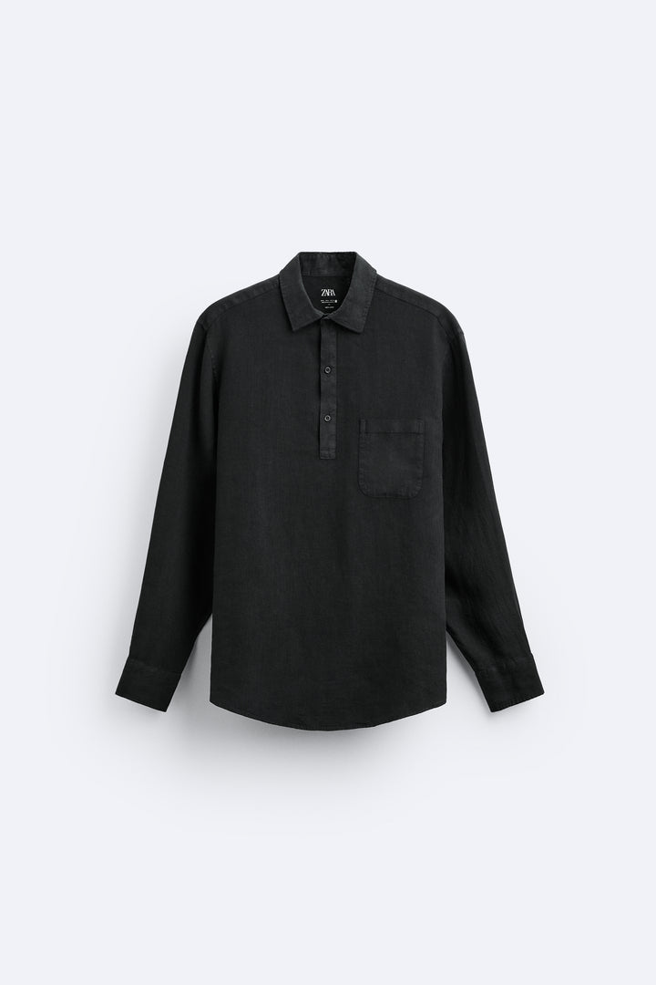 Chemise polo 100% lin couleurs manches longues