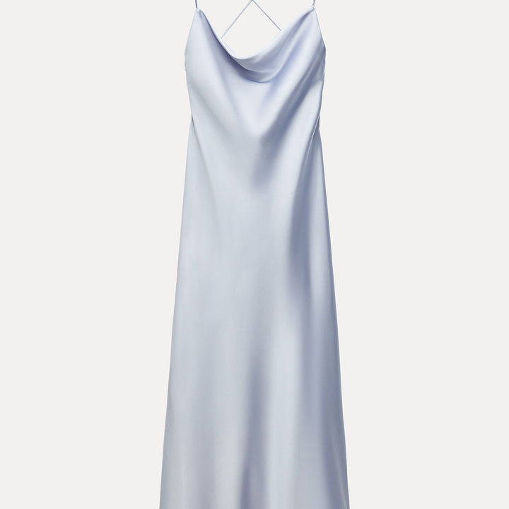 Moudda ZARA - Robe mi-longue satinée bustier, drapée, liens - Tunisie 1