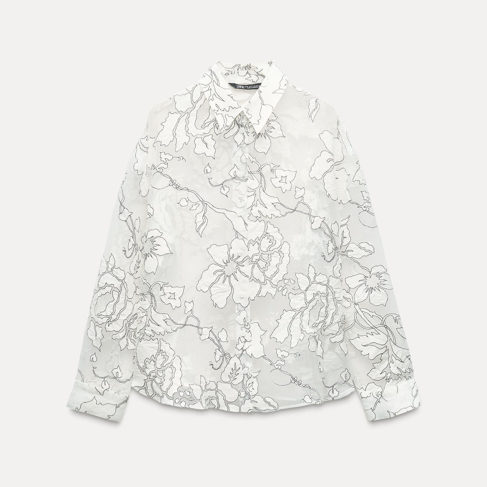 Moudda ZARA - Chemise femme dévorée, manches longues, fils contrastés - Tunisie 2