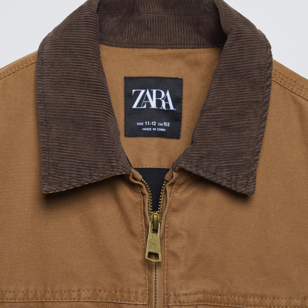 Moudda ZARA - Veste sergé délavé col contraste velours côtelé - Tunisie 3