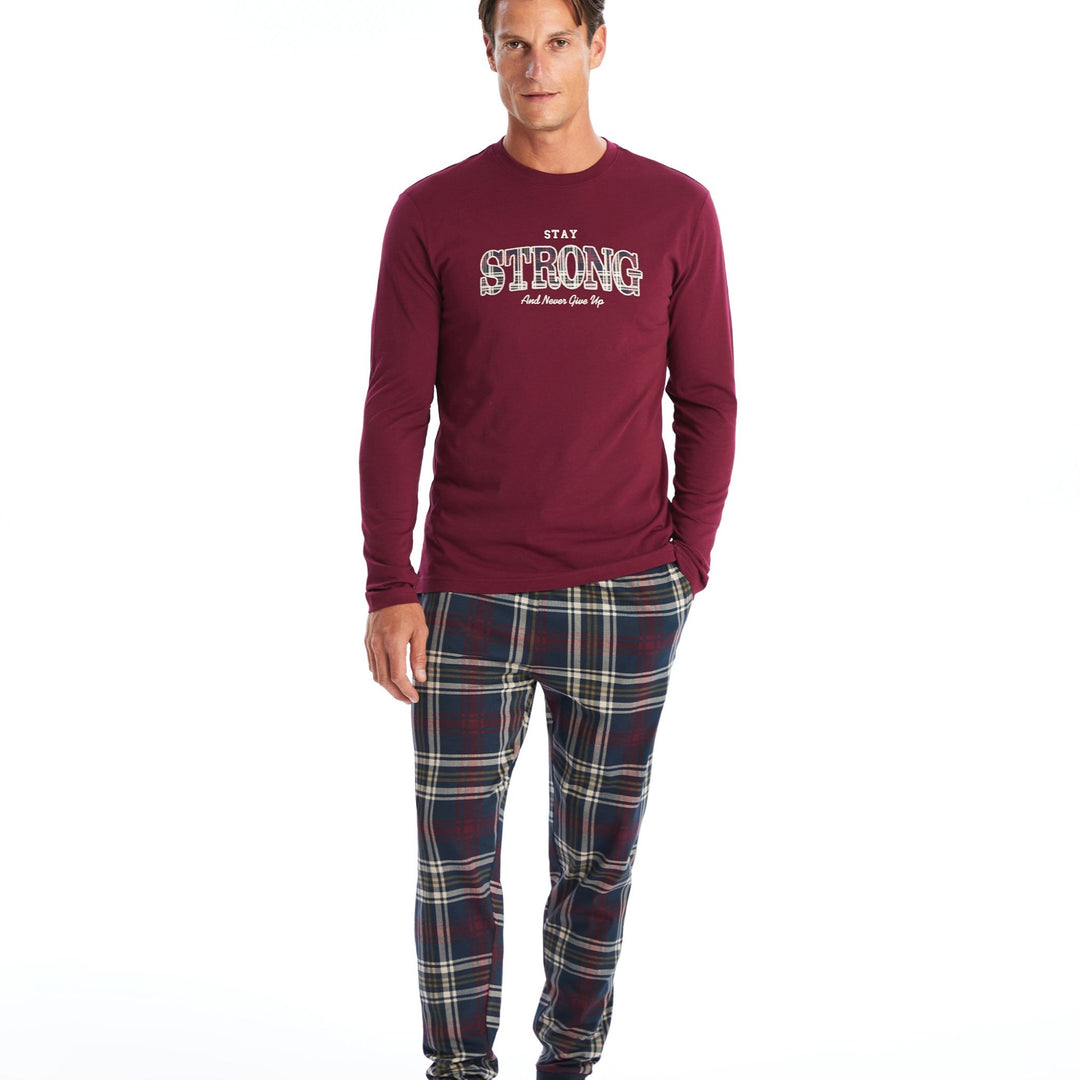 Moudda LC Waikiki - Pyjama jersey manches longues + pantalon long Homme Imprimé marine - Tunisie 1