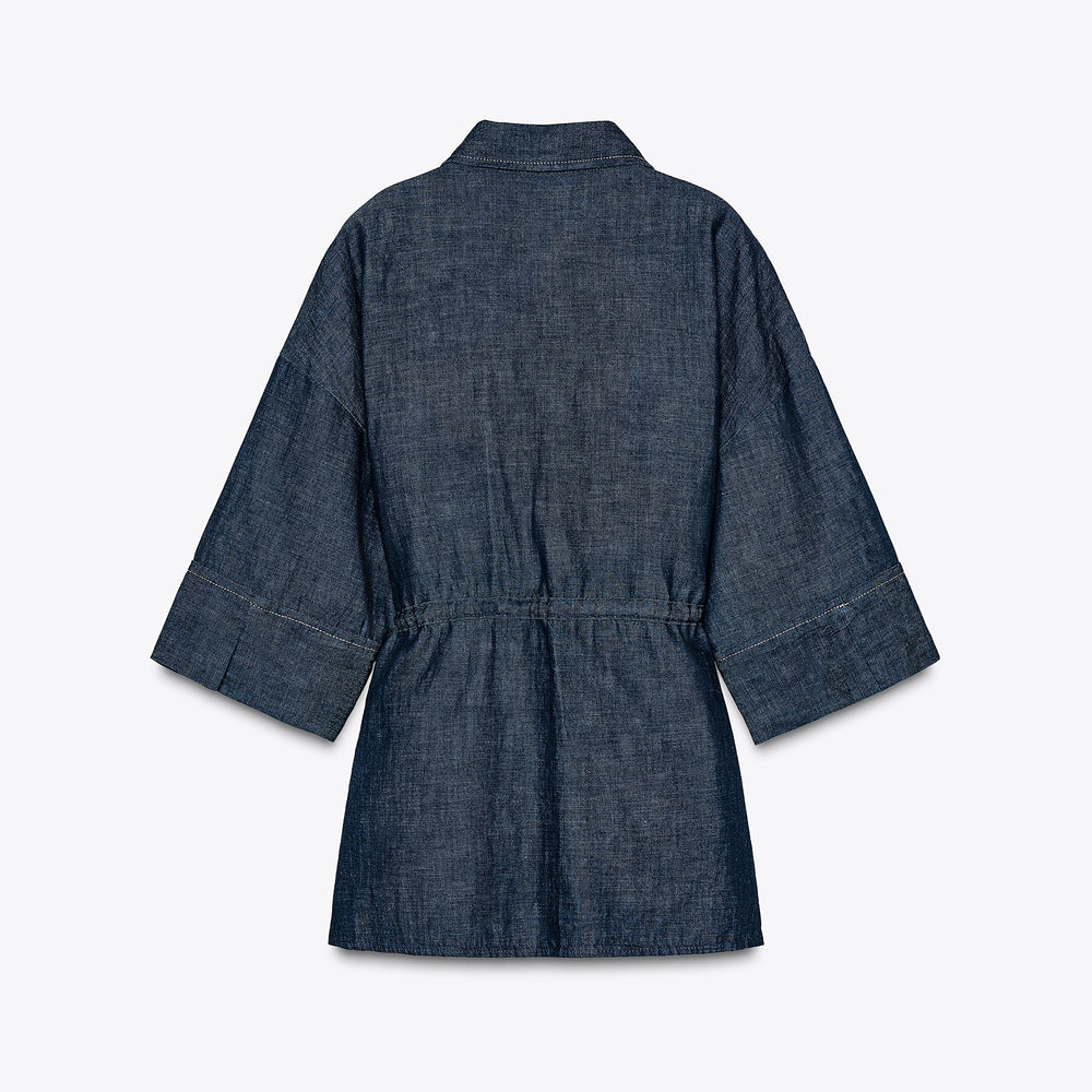 Moudda ZARA - Chemise Lin Indigo - Col Chemisier & Ceinture - Tunisie 2