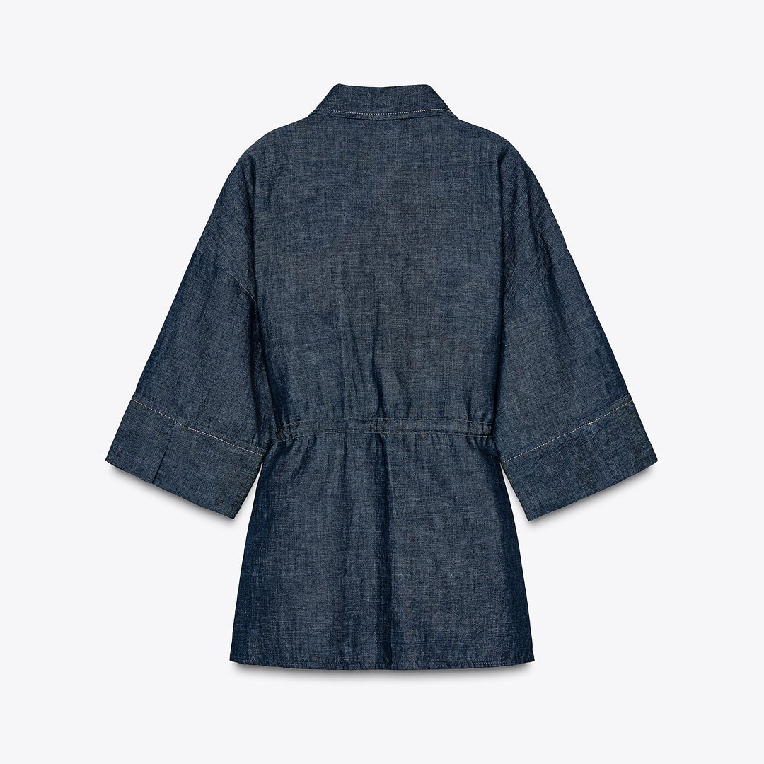 Moudda ZARA - Chemise Lin Indigo - Col Chemisier & Ceinture - Tunisie 2