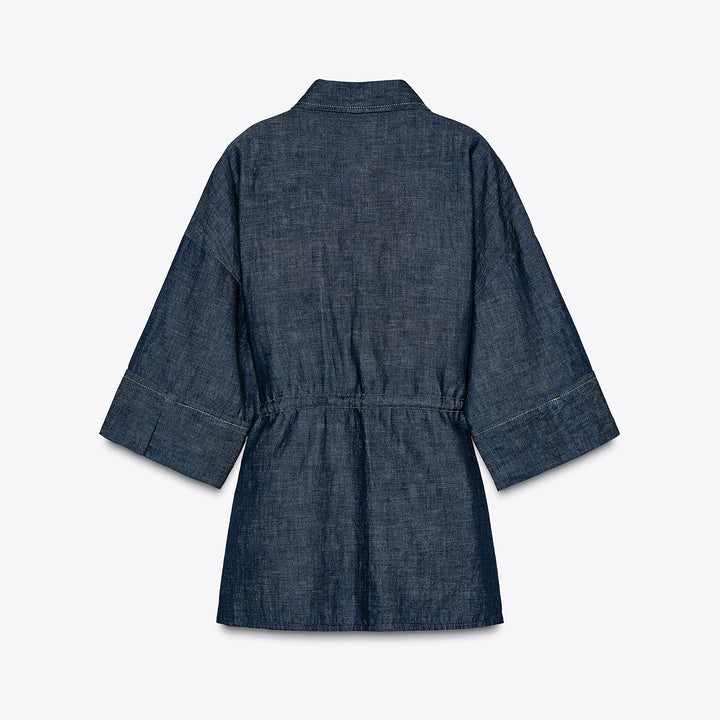Moudda ZARA - Chemise Lin Indigo - Col Chemisier & Ceinture - Tunisie 2
