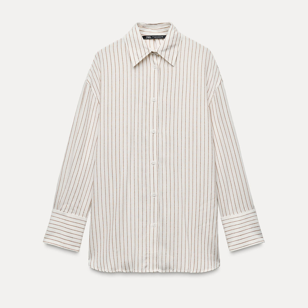 Moudda ZARA - Chemise lin/viscose rayée nœuds dos - Tunisie 2