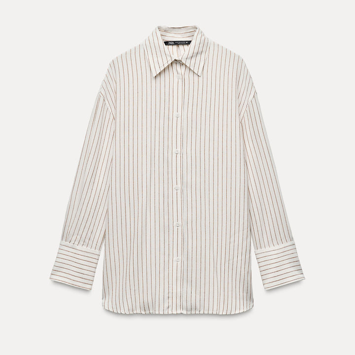 Moudda ZARA - Chemise lin/viscose rayée nœuds dos - Tunisie 2