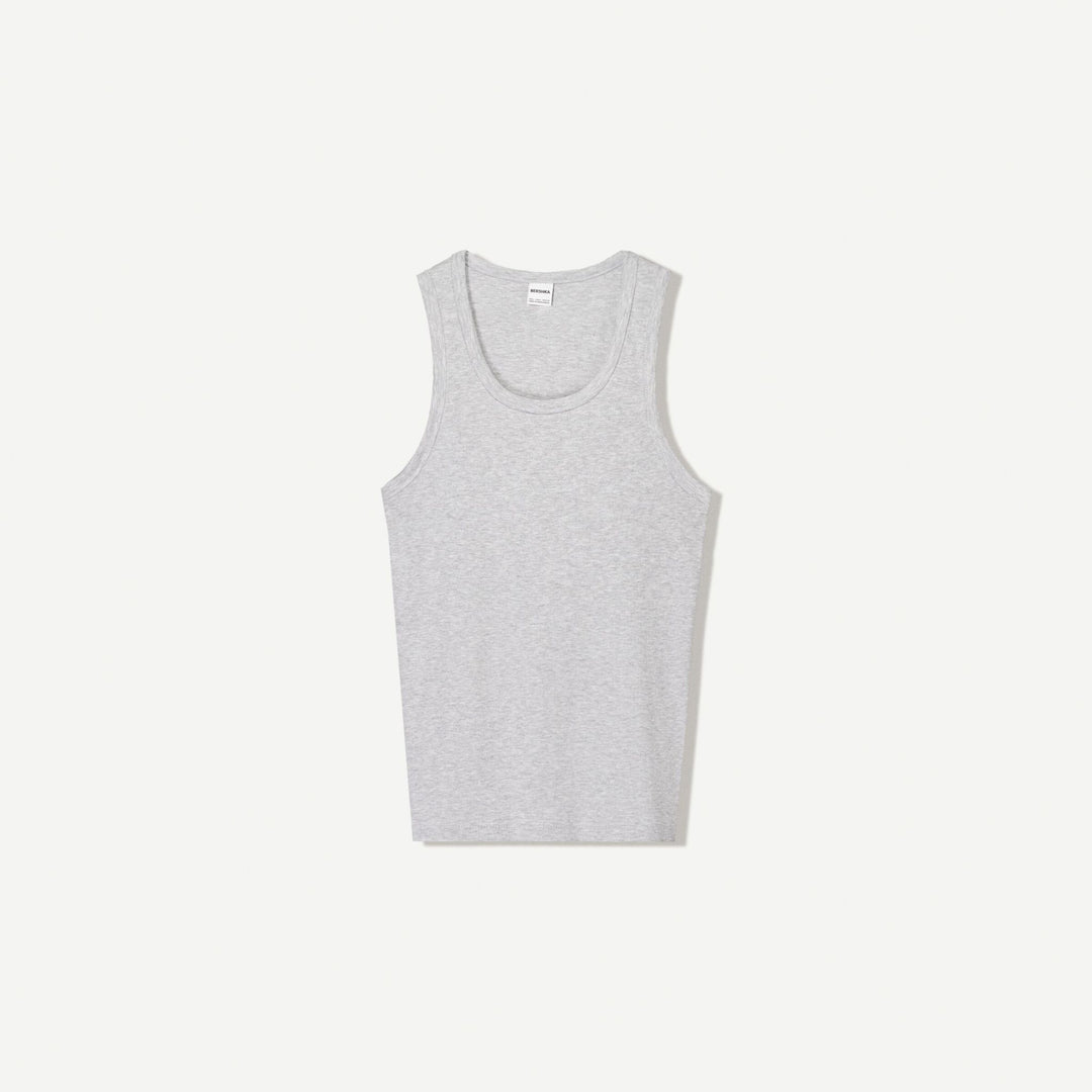 Moudda BERSHKA - T-Shirt Bretelles - Côtes (Gris Vigo) - Tunisie 1