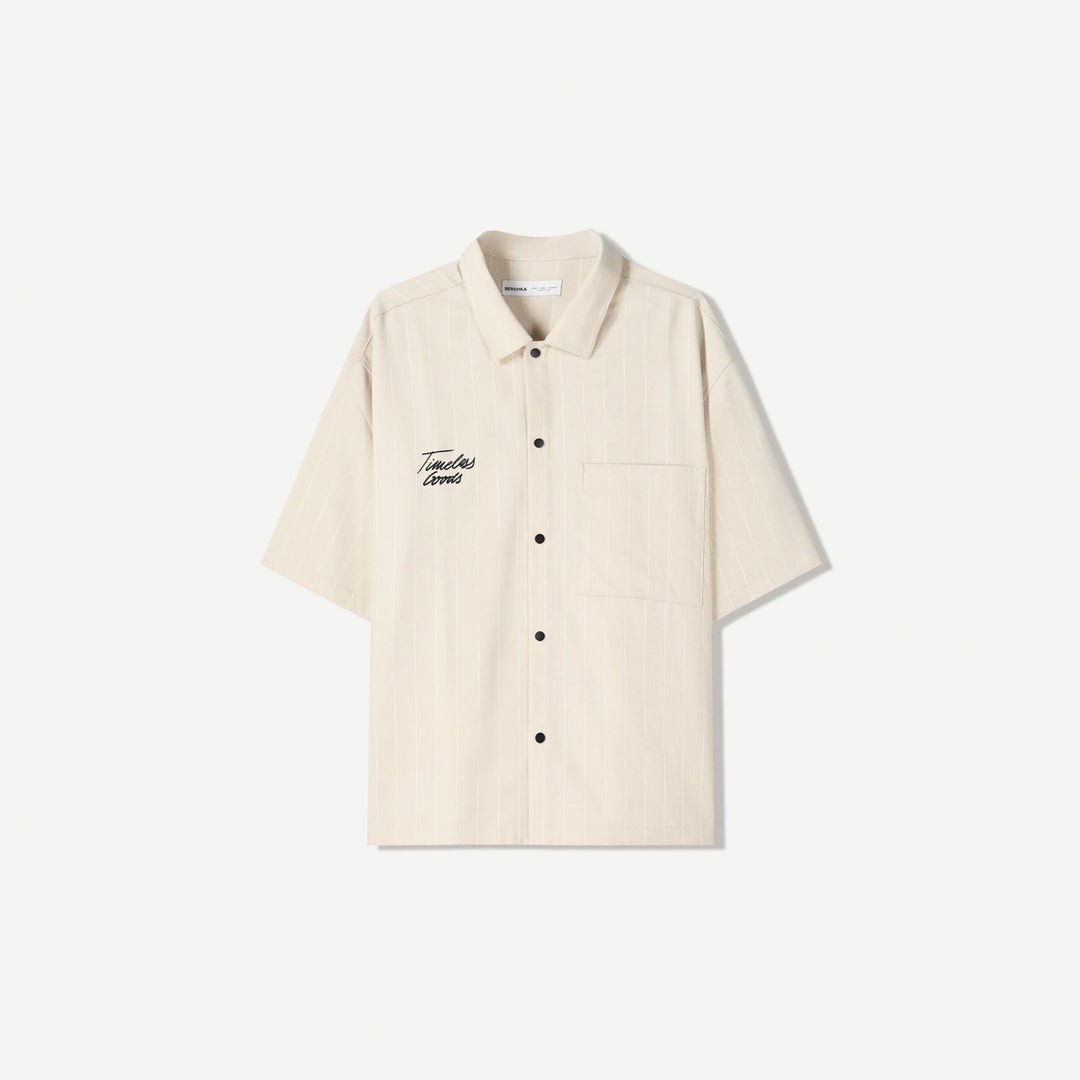 Moudda BERSHKA - Chemise Boxy - Rayures Brodées (Arena) - Tunisie 1