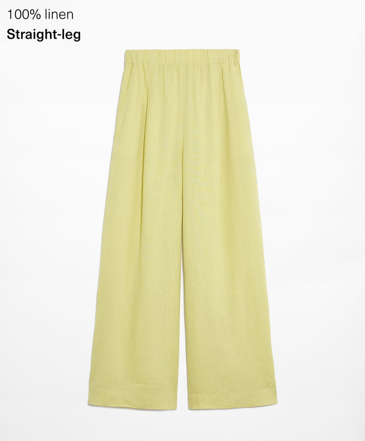 Moudda Oysho - Pantalon 100% Lin Jambe Large Taille Moyenne - Tunisie 2