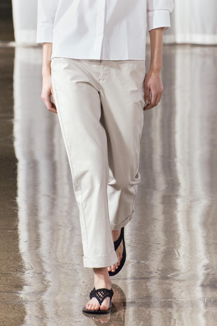 Pantalon chino taille basse en ice grey