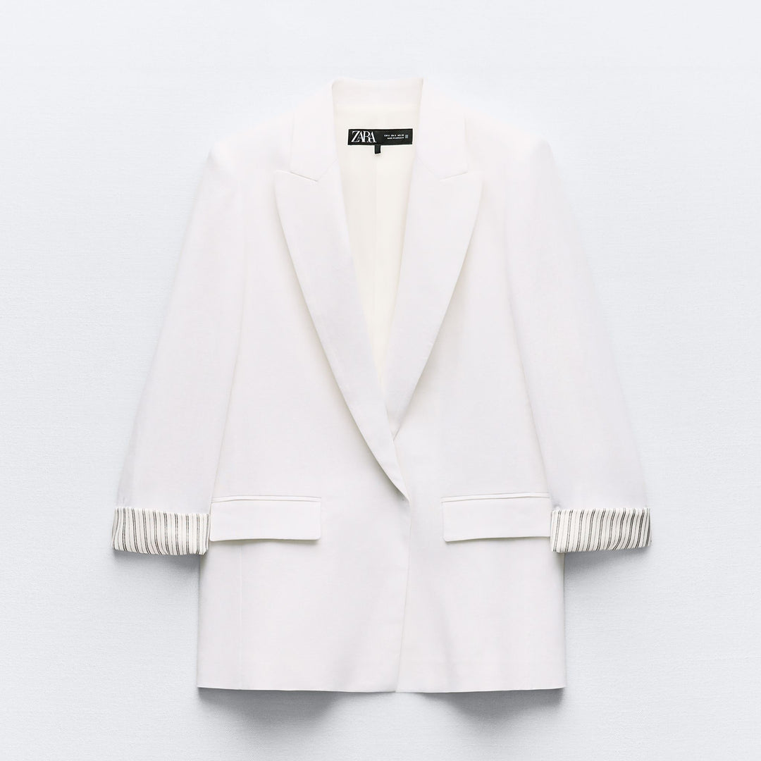 Moudda ZARA - Veste tailleur en lin poignet imprimé - Tunisie 1