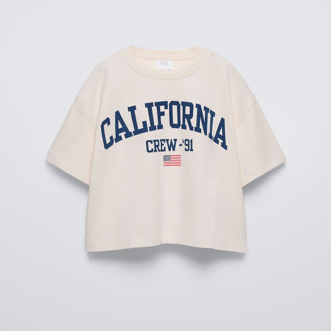 Moudda ZARA - T-shirt fille manches courtes, imprimé Californie & Paris - Tunisie 1