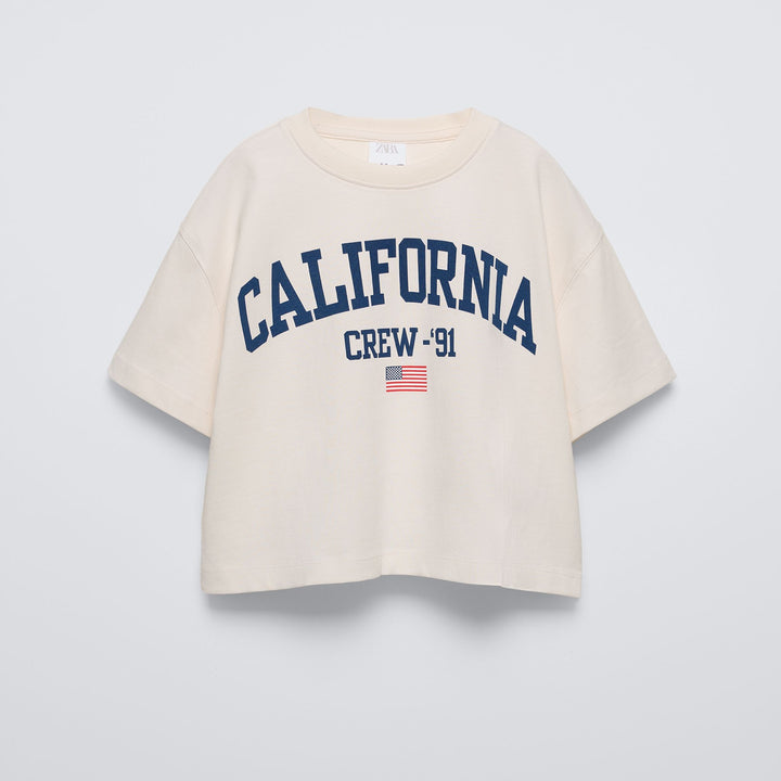 Moudda ZARA - T-shirt fille manches courtes, imprimé Californie & Paris - Tunisie 1