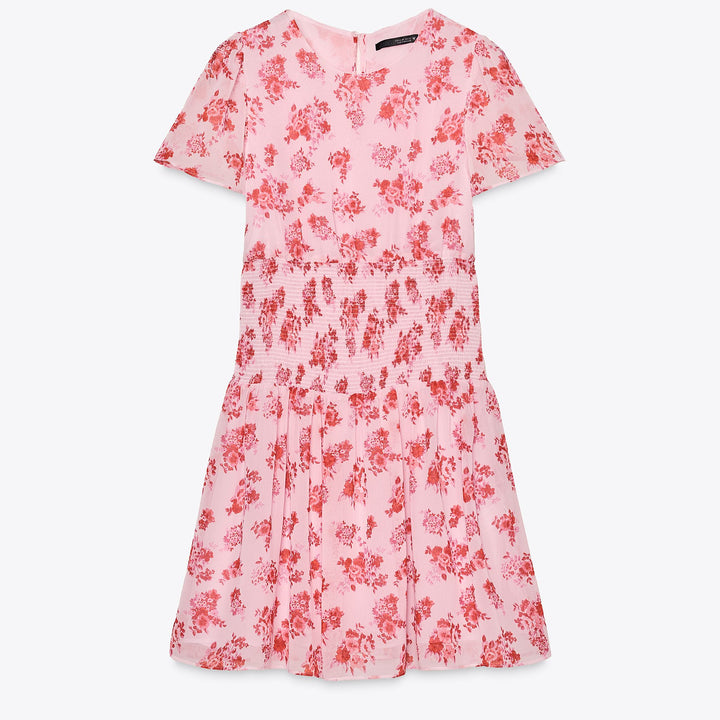 Moudda ZARA - Robe Courte Georgette - Fermée & Élastiques Taille Imprimée - Tunisie 1