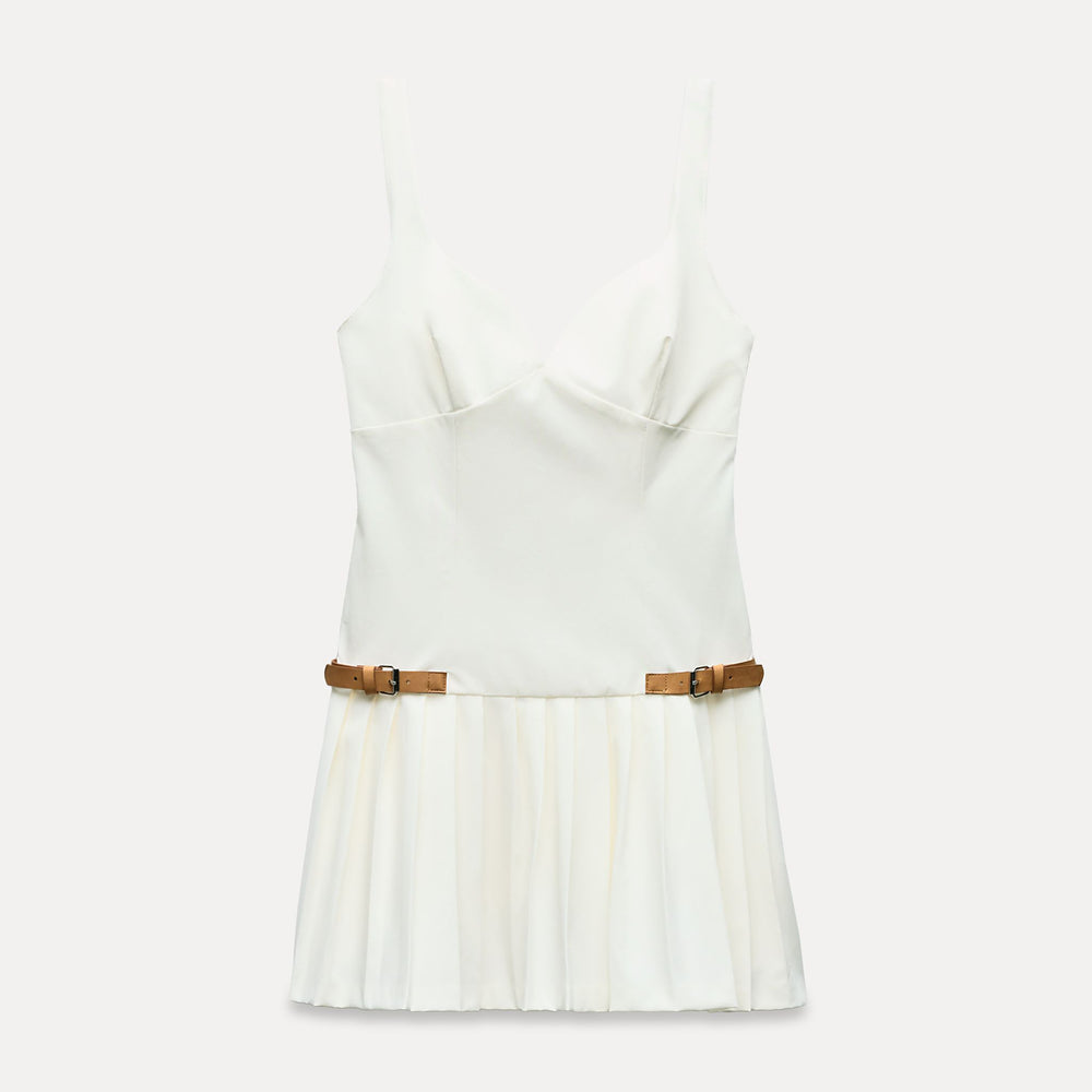 Moudda ZARA - Robe courte élastique fines bretelles jupe plissée ceintures - Tunisie 2