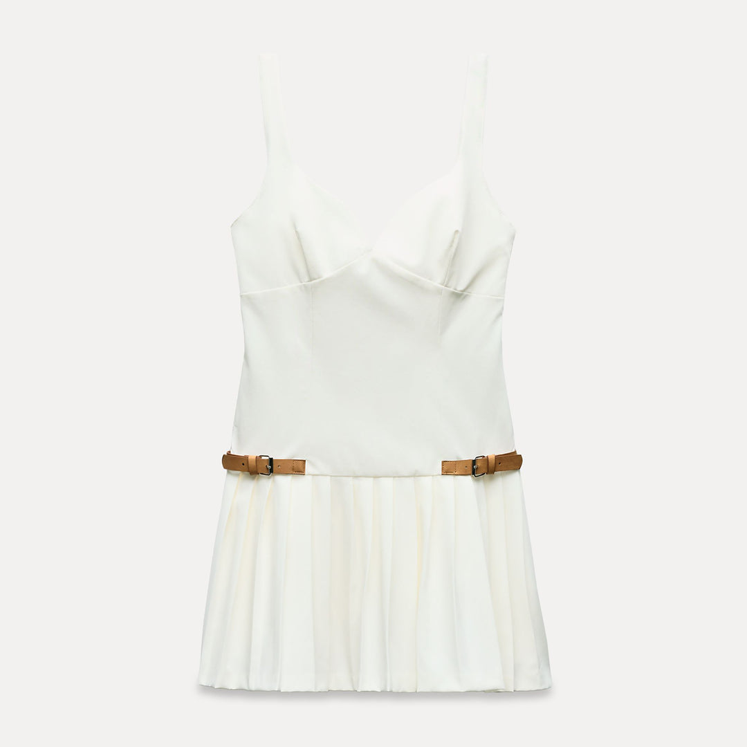 Moudda ZARA - Robe courte élastique fines bretelles jupe plissée ceintures - Tunisie 2