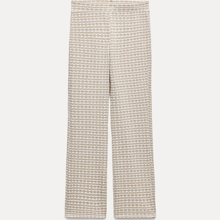 Moudda ZARA - Pantalon 7/8 jacquard structuré, coloris crème - Tunisie 2