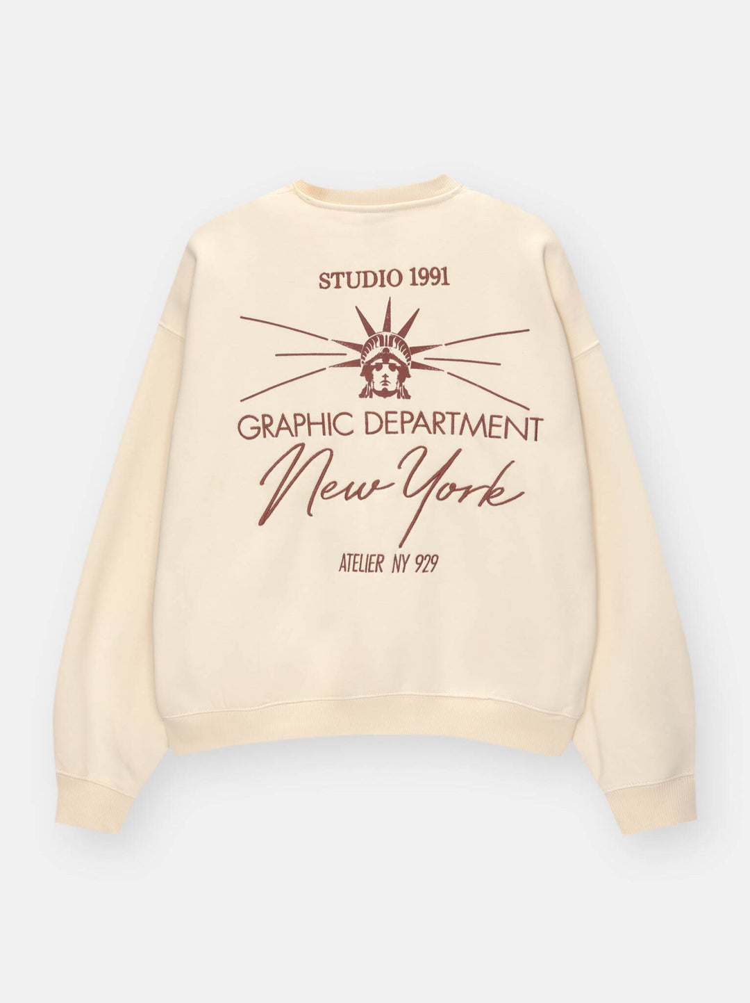 Moudda PULL & BEAR - Sweat Col Rond - Off White & Broderie New York - Tunisie 3