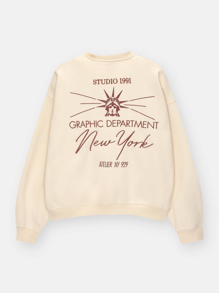 Moudda PULL & BEAR - Sweat Col Rond - Off White & Broderie New York - Tunisie 3