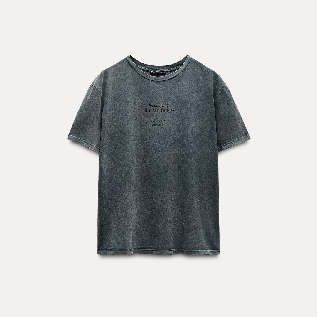 Moudda ZARA - T-shirt lavé imprimé texte - Tunisie 1
