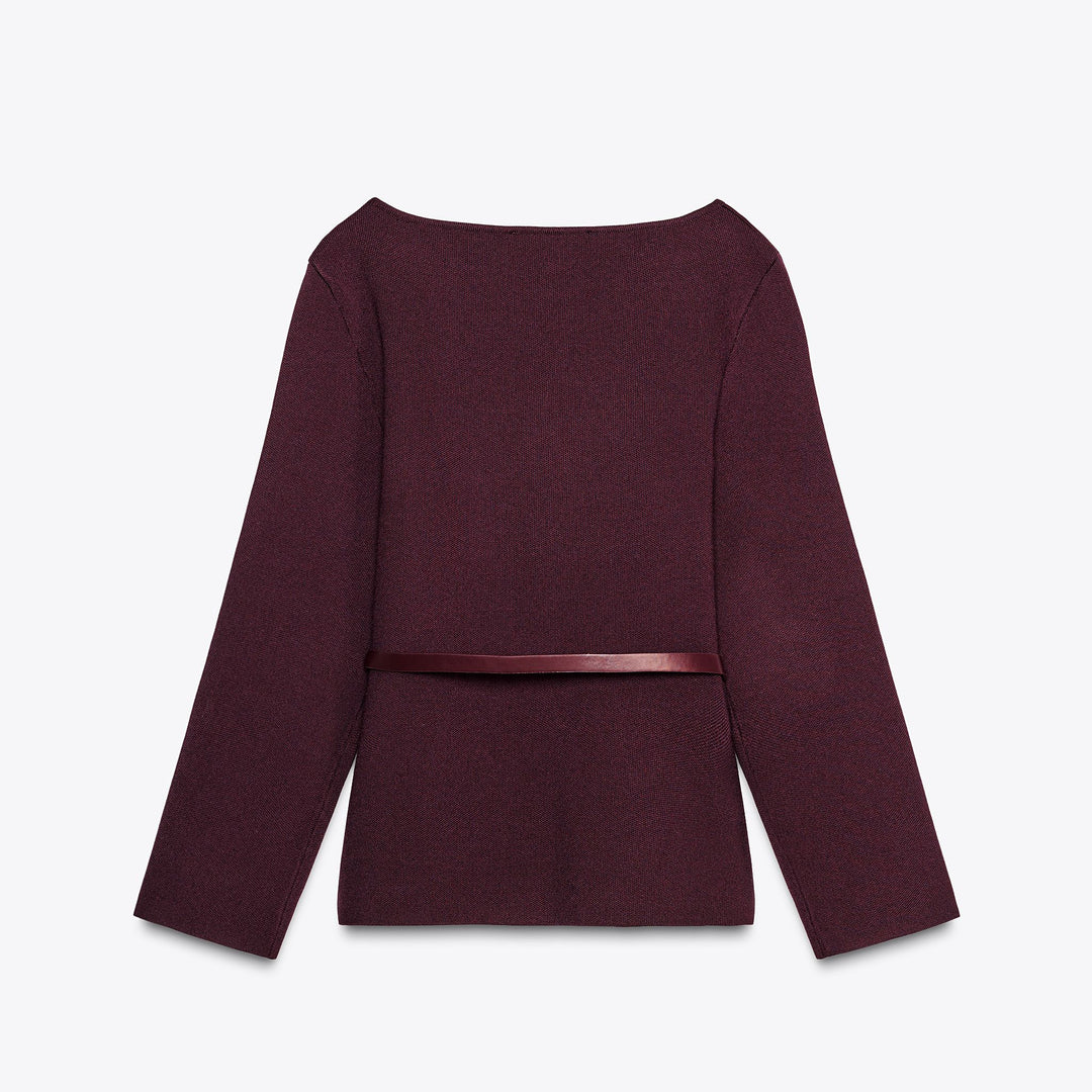 Moudda ZARA - Top - Col Bateau, Grenat & Ceinture Lacet - Tunisie 2