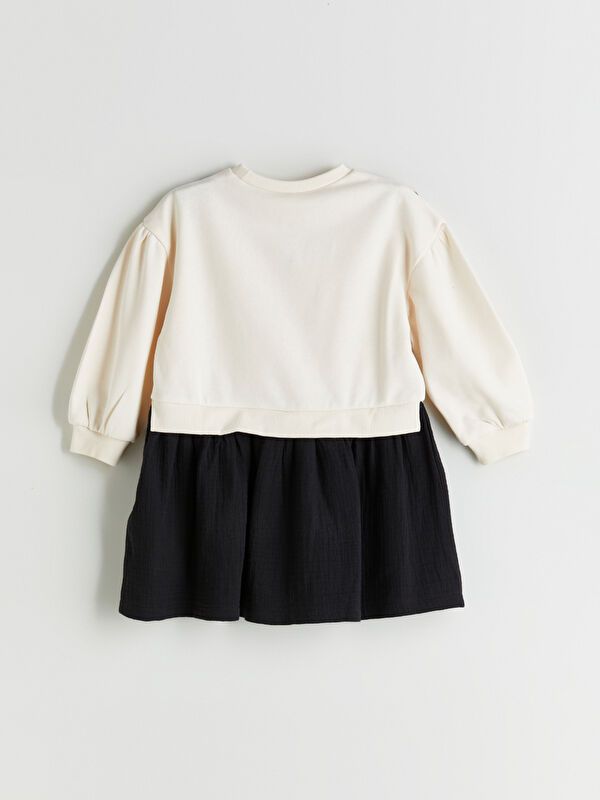 Moudda LC Waikiki - Robe en jersey manches longues Fille Crème - Tunisie 3