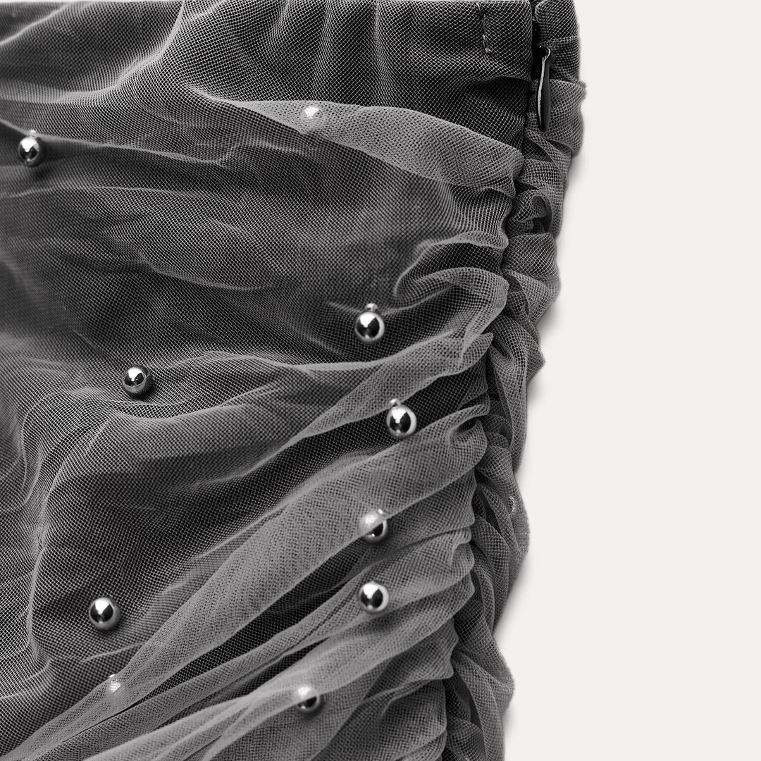 Moudda ZARA - Robe col bateau ajustée mesh avec boules métalliques - Tunisie 3