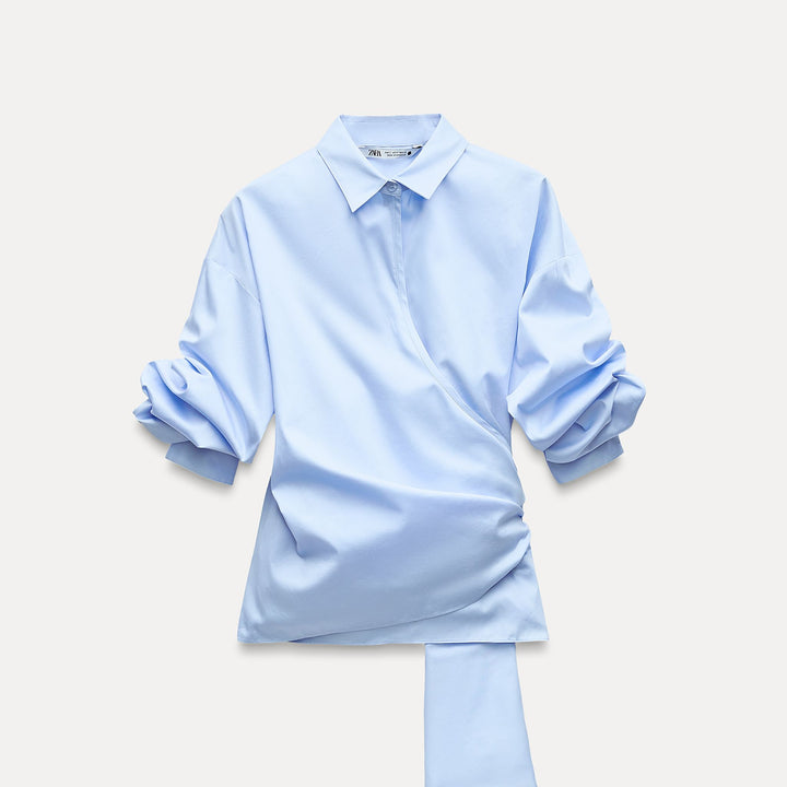 Moudda ZARA - La chemise popeline col en V et manches retroussées - Tunisie 2