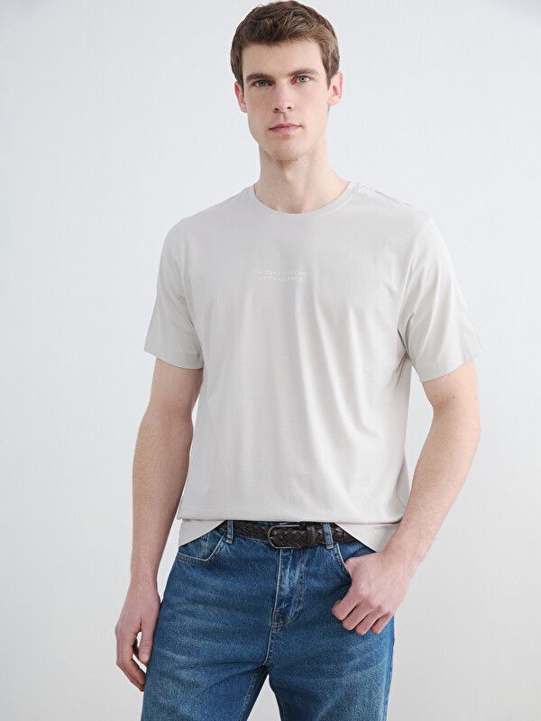 Moudda LC Waikiki - T-shirt imprimé manches courtes en jersey pour Homme couleur Gris clair - Tunisie 1