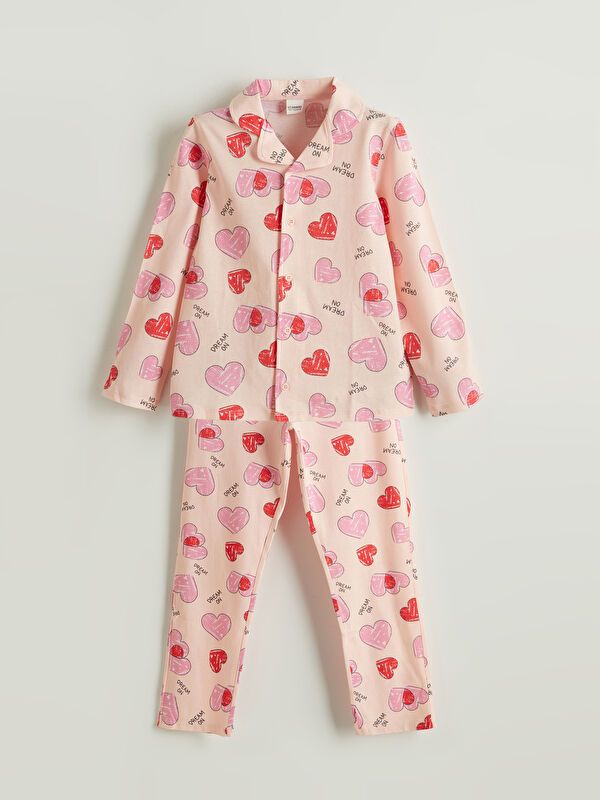 Moudda LC Waikiki - Pyjama en jersey manches longues moyen Fille Imprimé rose clair - Tunisie 1
