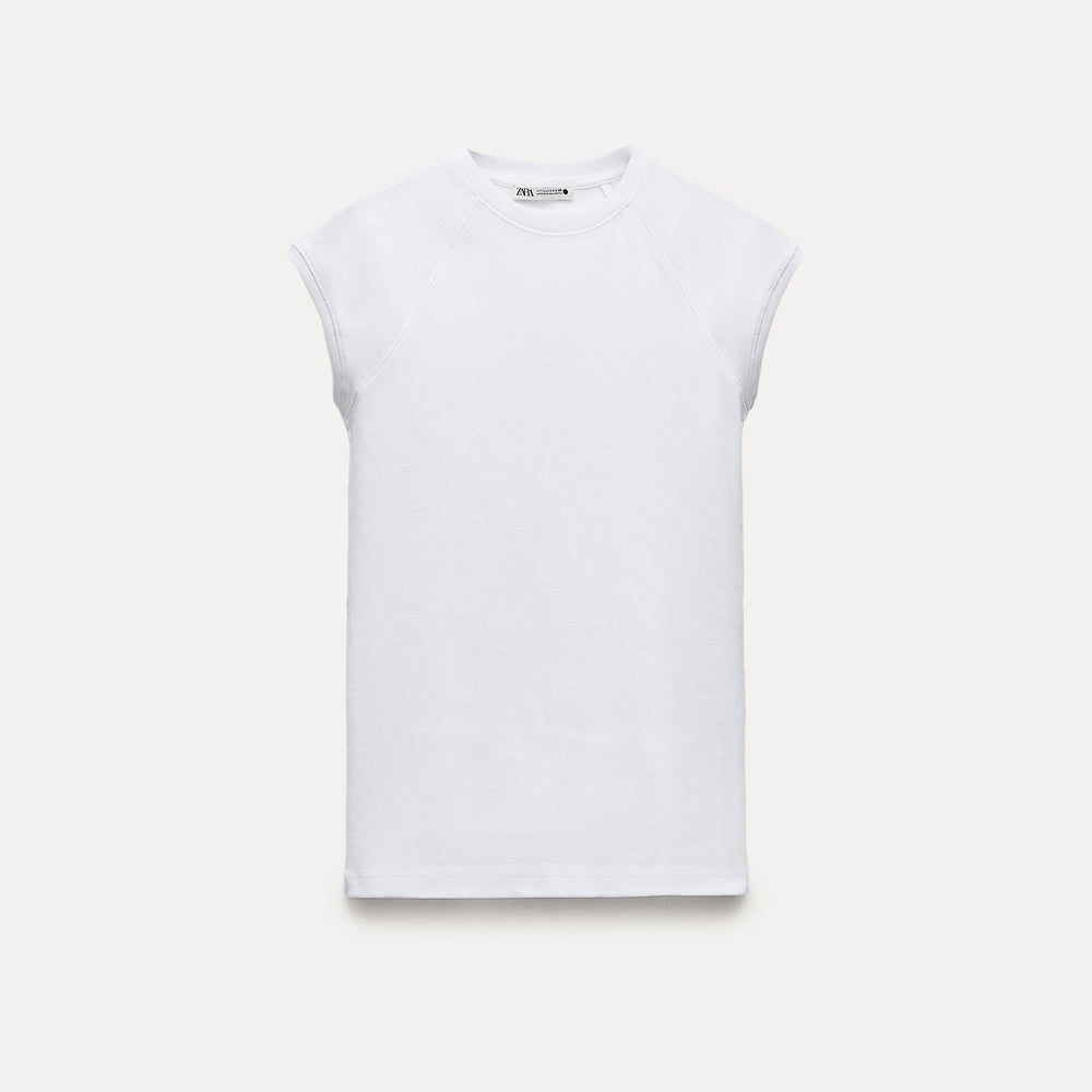 Moudda ZARA - T-shirt Coton Lavé Manches Courtes Raglan - Tunisie 2