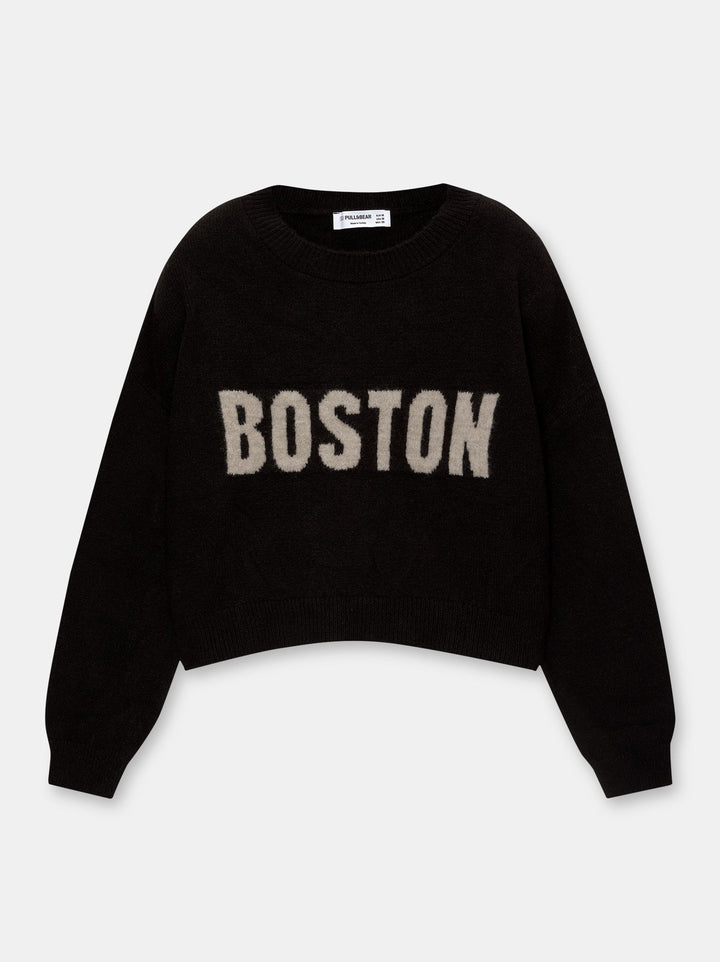 Moudda PULL & BEAR - Pull Jacquard Texte - Tunisie 1