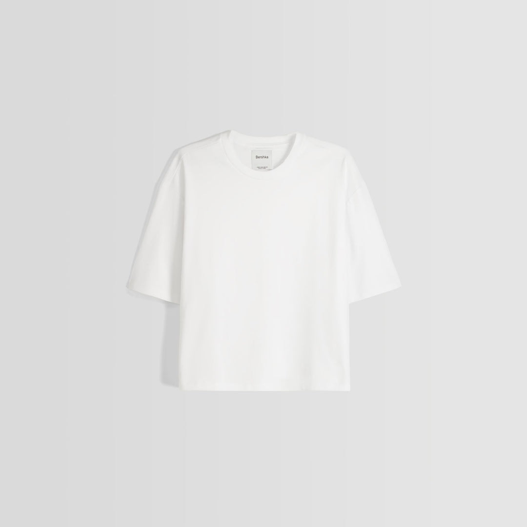 Moudda BERSHKA - T-shirt Court Coupe Boxy Manches Courtes - Tunisie 1