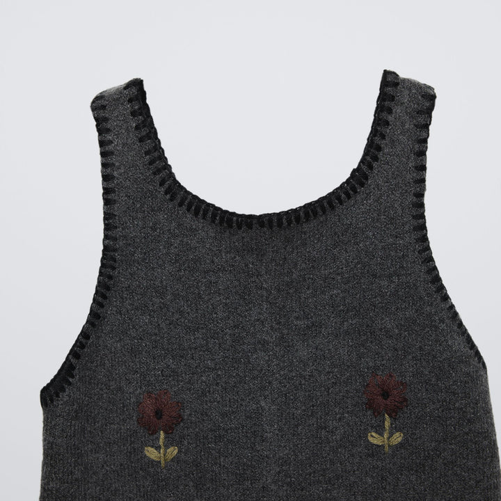 Moudda ZARA - Salopette maille enfant gris fleurs brodées - Tunisie 3