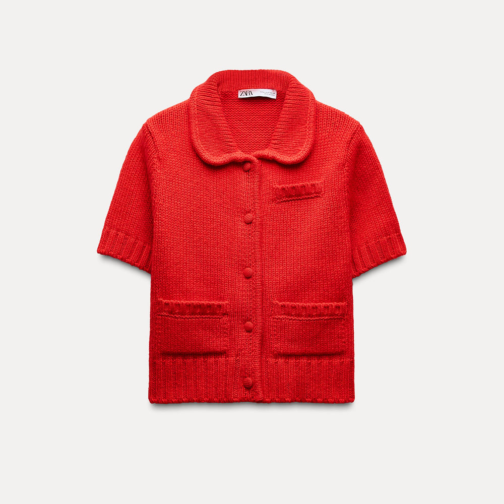 Moudda ZARA - Veste manches courtes, col polo, boutons recouverts - Tunisie 2