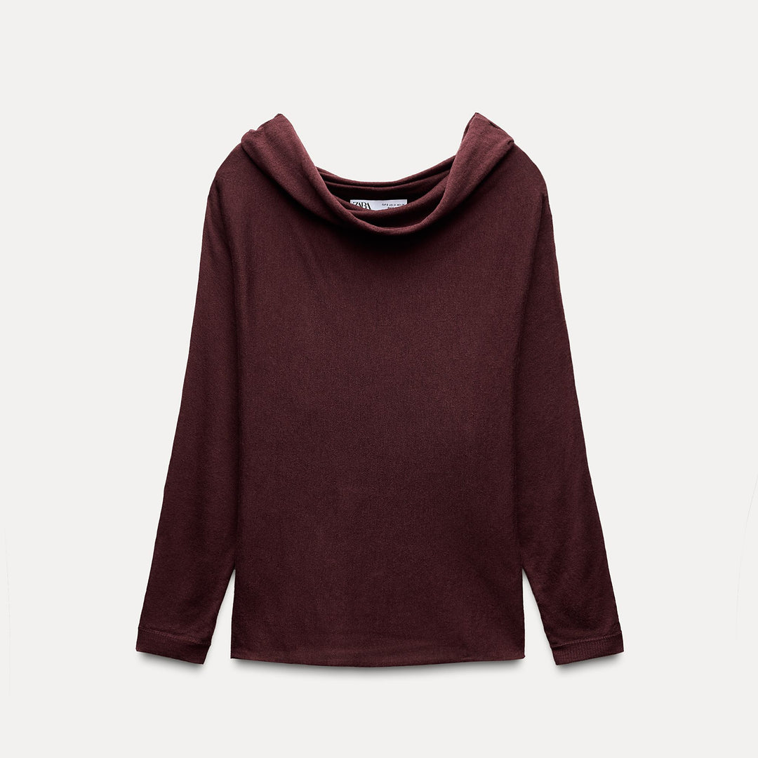 Moudda ZARA - Pull col échancré ultra-fin 70% laine 30% soie - Tunisie 1