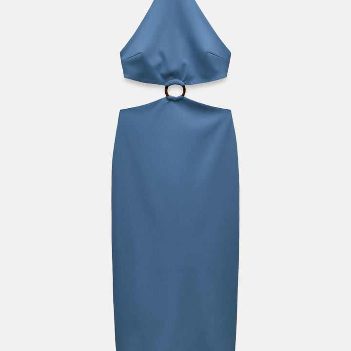 Moudda ZARA - Robe mi-longue élastique col licou découpe centrale œillets - Tunisie 1